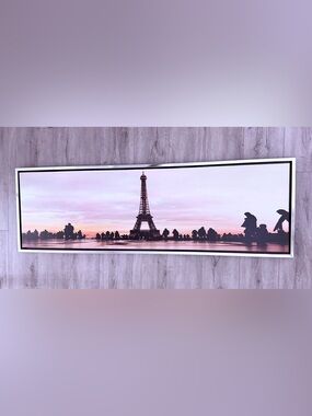 Paris Eiffel Tower Silhouette Wall Art - Pink and Black